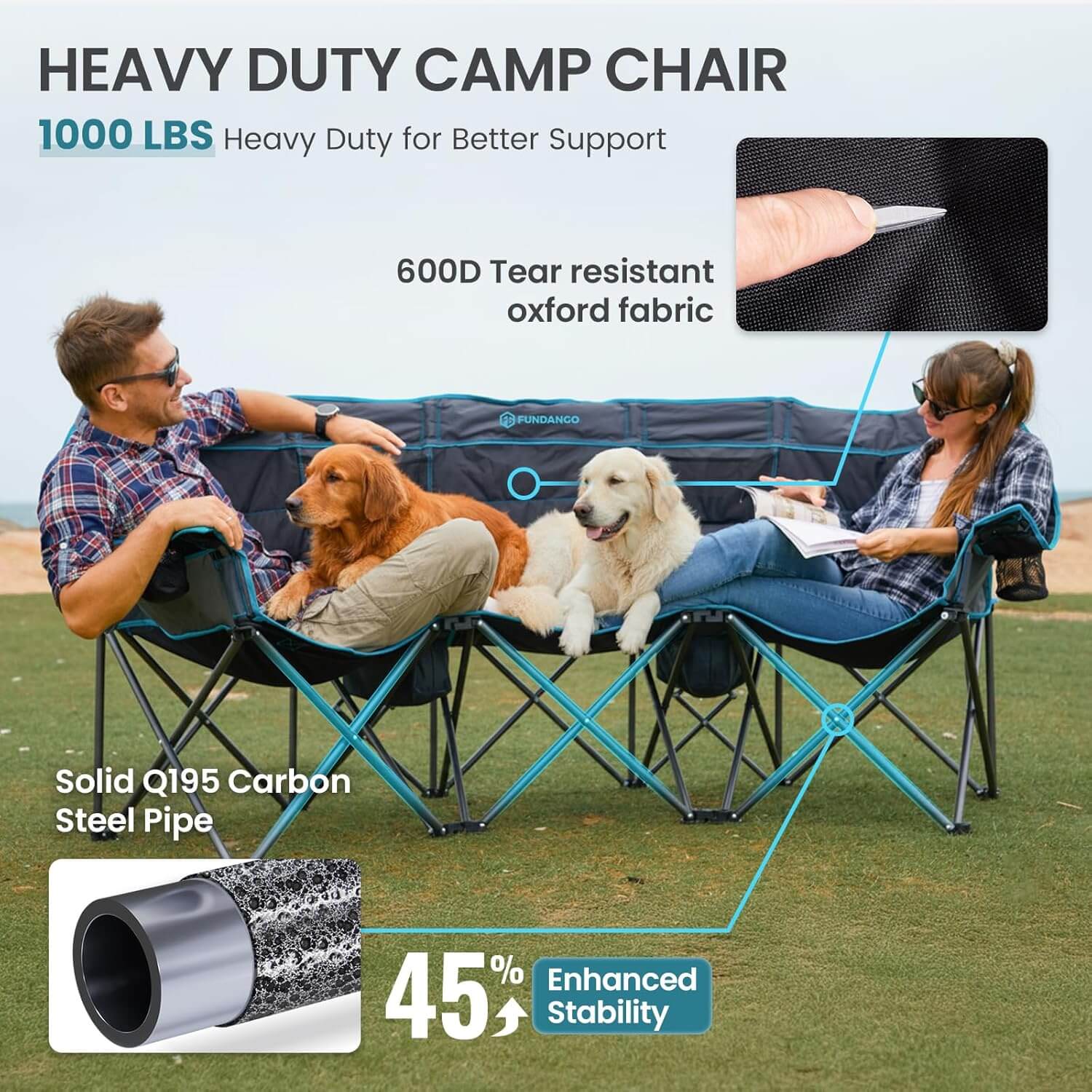 Fundango LuxeComfort Pro Heavy-Duty Camping Chair, 1000 lb Capacity