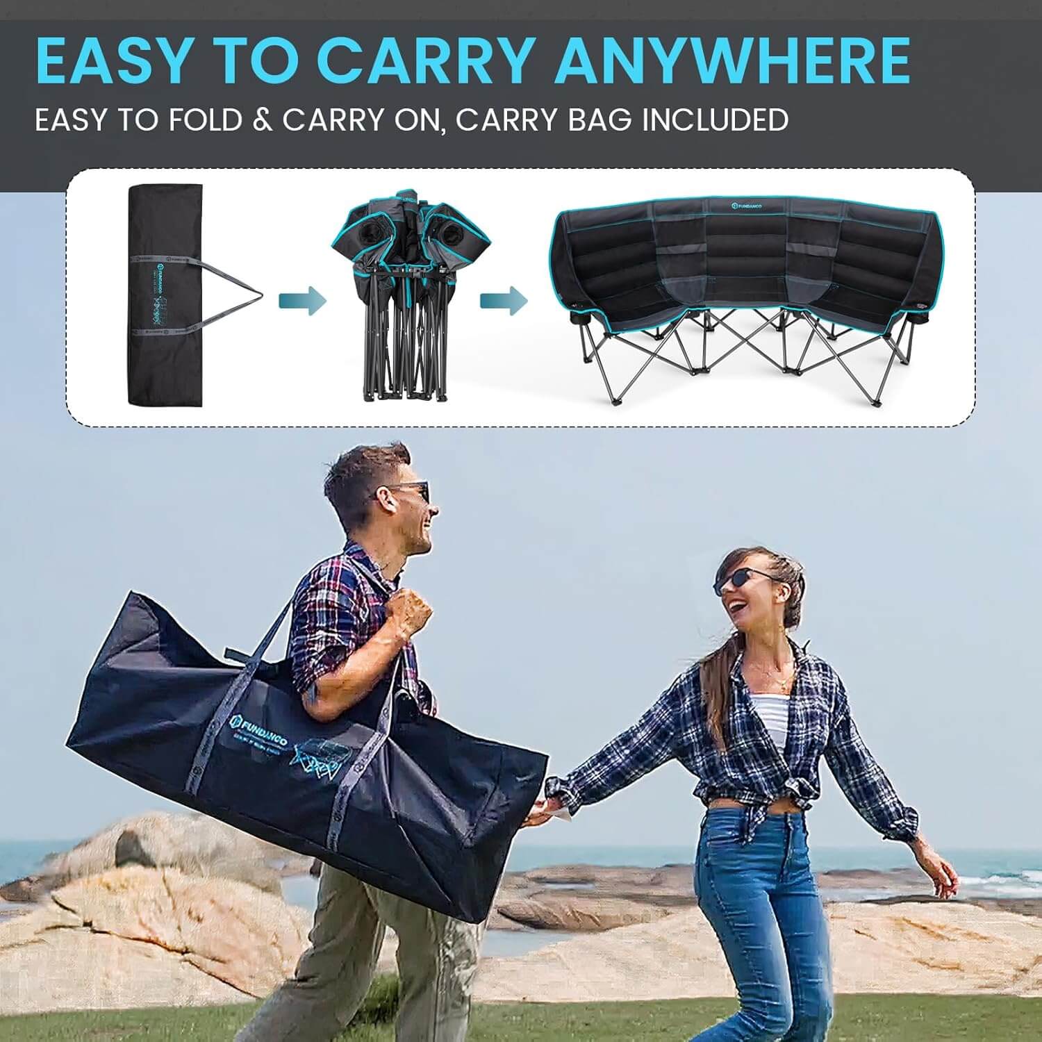 Fundango LuxeComfort Pro Heavy-Duty Camping Chair, 1000 lb Capacity