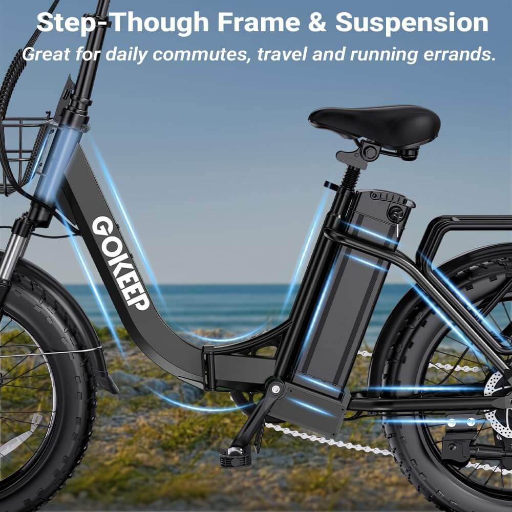 52v electric bicycle GOKEEP L20 PRO 1800W 52V 18.2Ah 7 Speed Folding Fat Tire Electric Bike Black