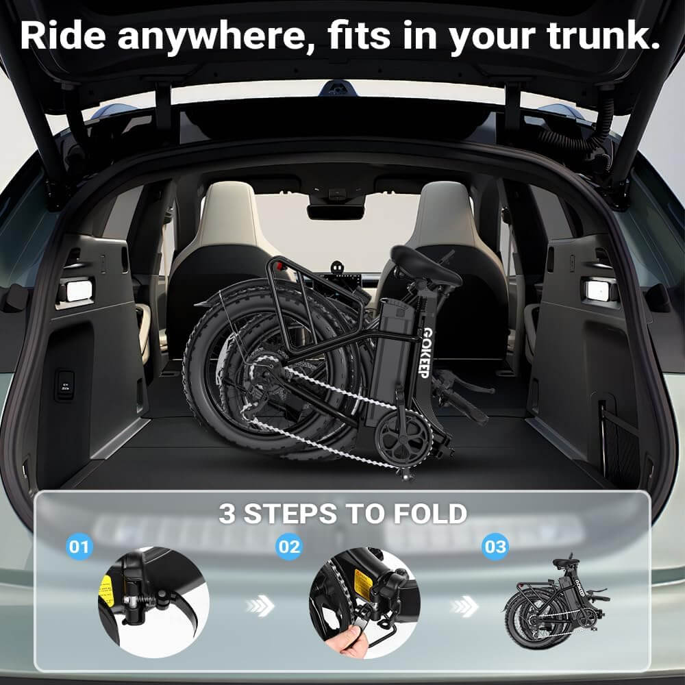 GOKEEP L20 1300W 52V 13Ah 7 Speed Folding Fat Tire Electric Bike