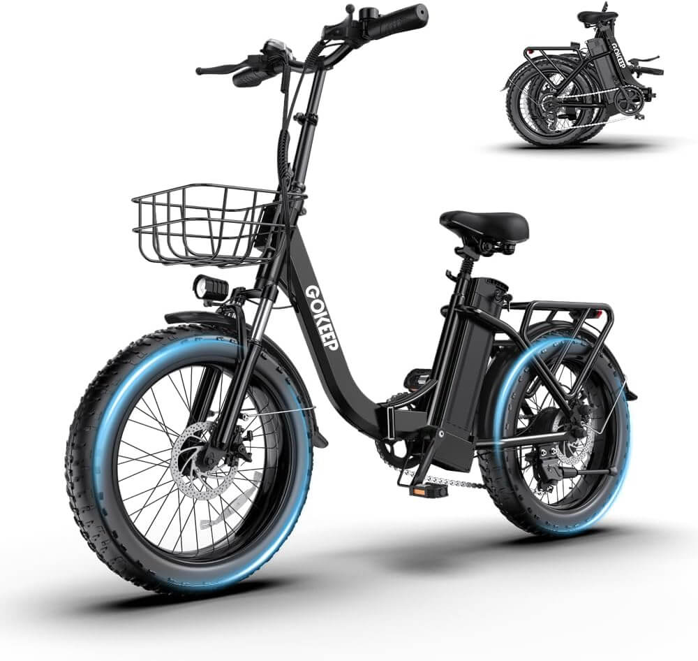 GOKEEP L20 1300W 52V 13Ah 7 Speed Folding Fat Tire Electric Bike