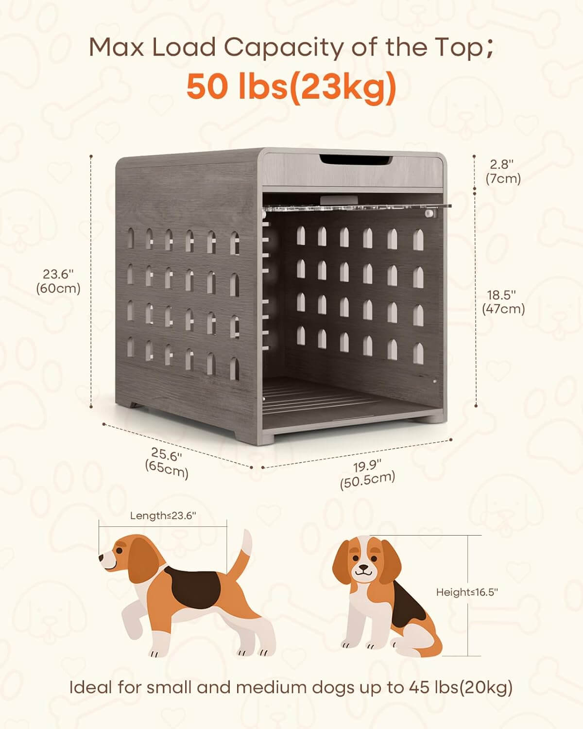 GOUUN Dog Crate Furniture with Charging Station