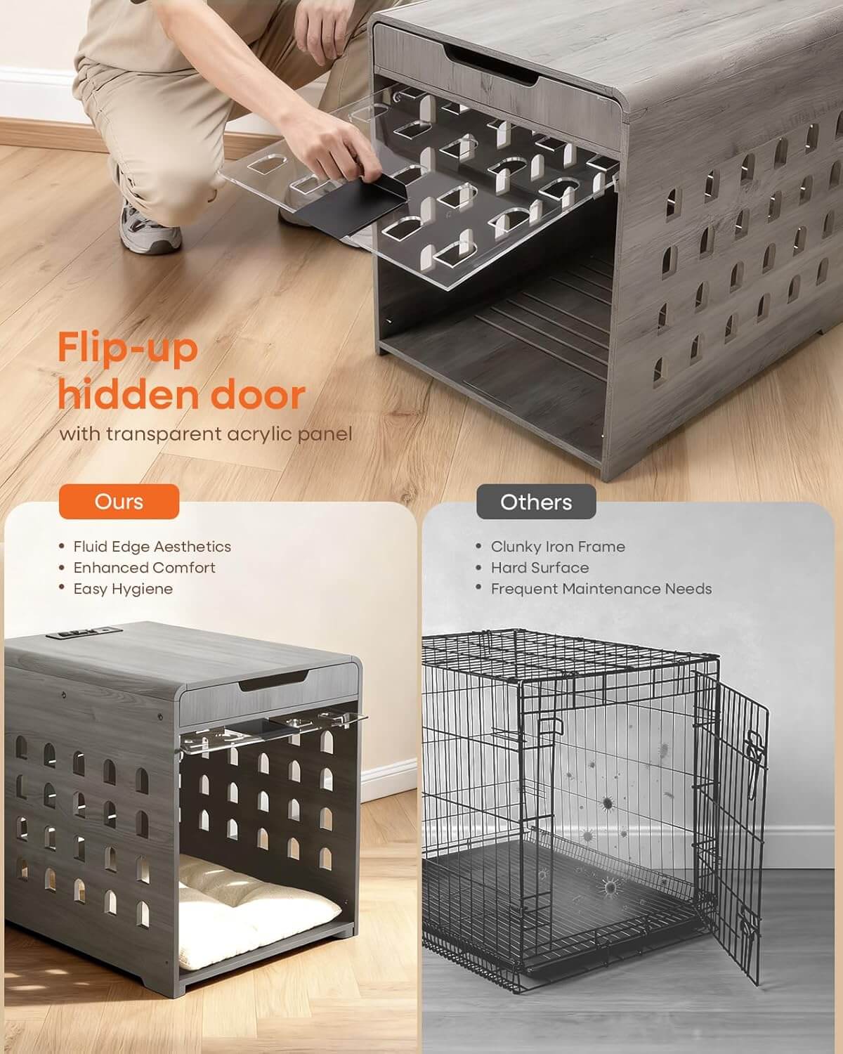 GOUUN Dog Crate Furniture with Charging Station