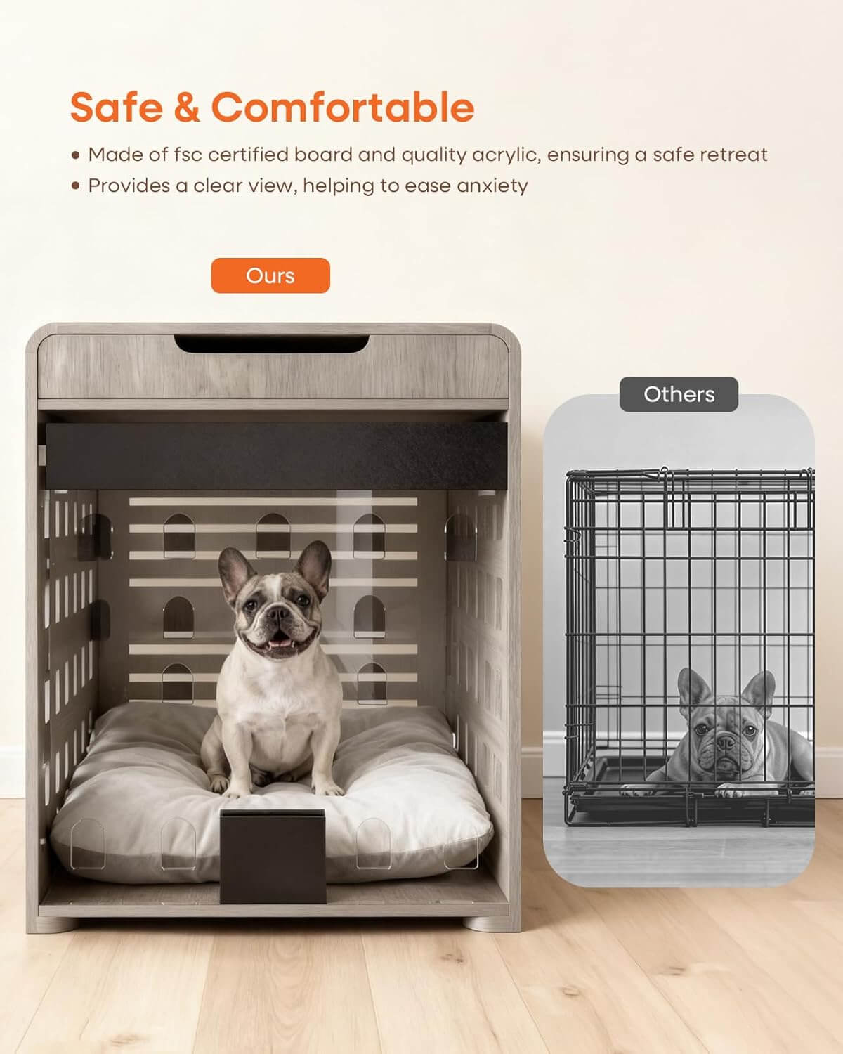 GOUUN Dog Crate Furniture with Charging Station