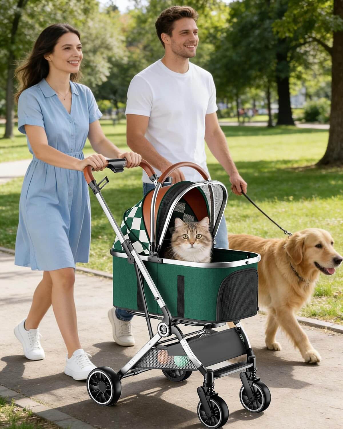 GTPLAYER 3-in-1 Foldable Pet Stroller for Cats and Dogs, Detachable Carrier
