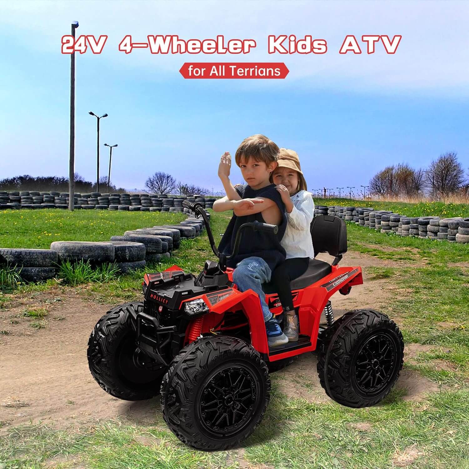 Gaomon 24V Kids' Ride-On 4WD Quad Electric All-Terrain Vehicle ATV