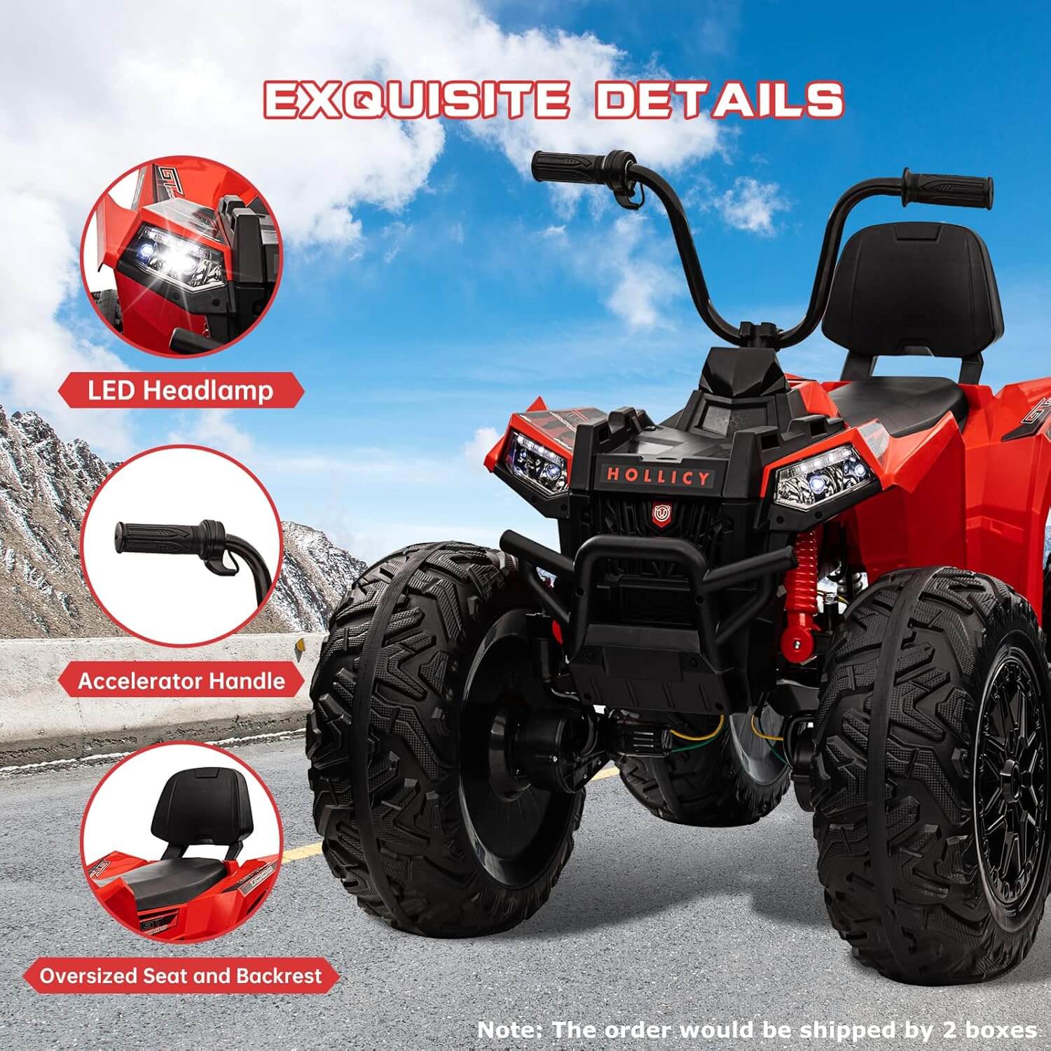 Gaomon 24V Kids' Ride-On 4WD Quad Electric All-Terrain Vehicle ATV
