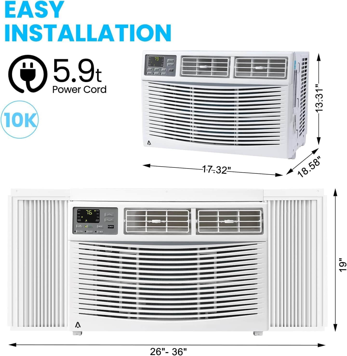 Gaomon Window Air Conditioner, Remote Control, Dehumidifier