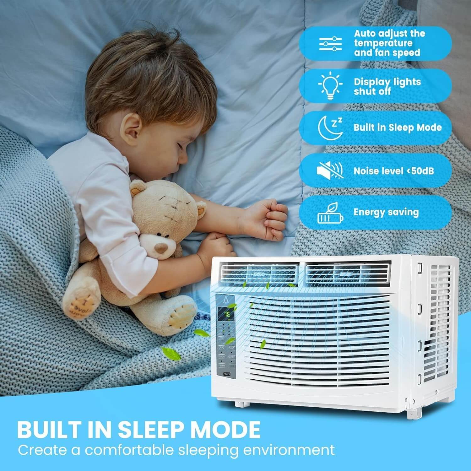 Gaomon Window Air Conditioner, Remote Control, Dehumidifier