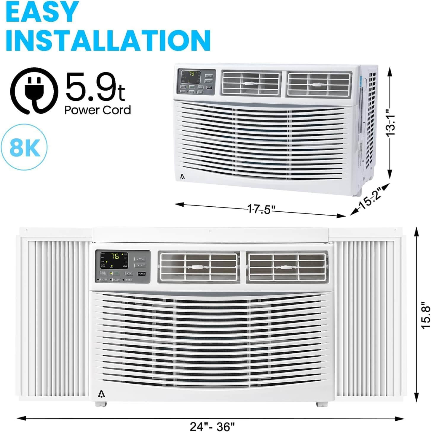Gaomon Window Air Conditioner, Remote Control, Dehumidifier