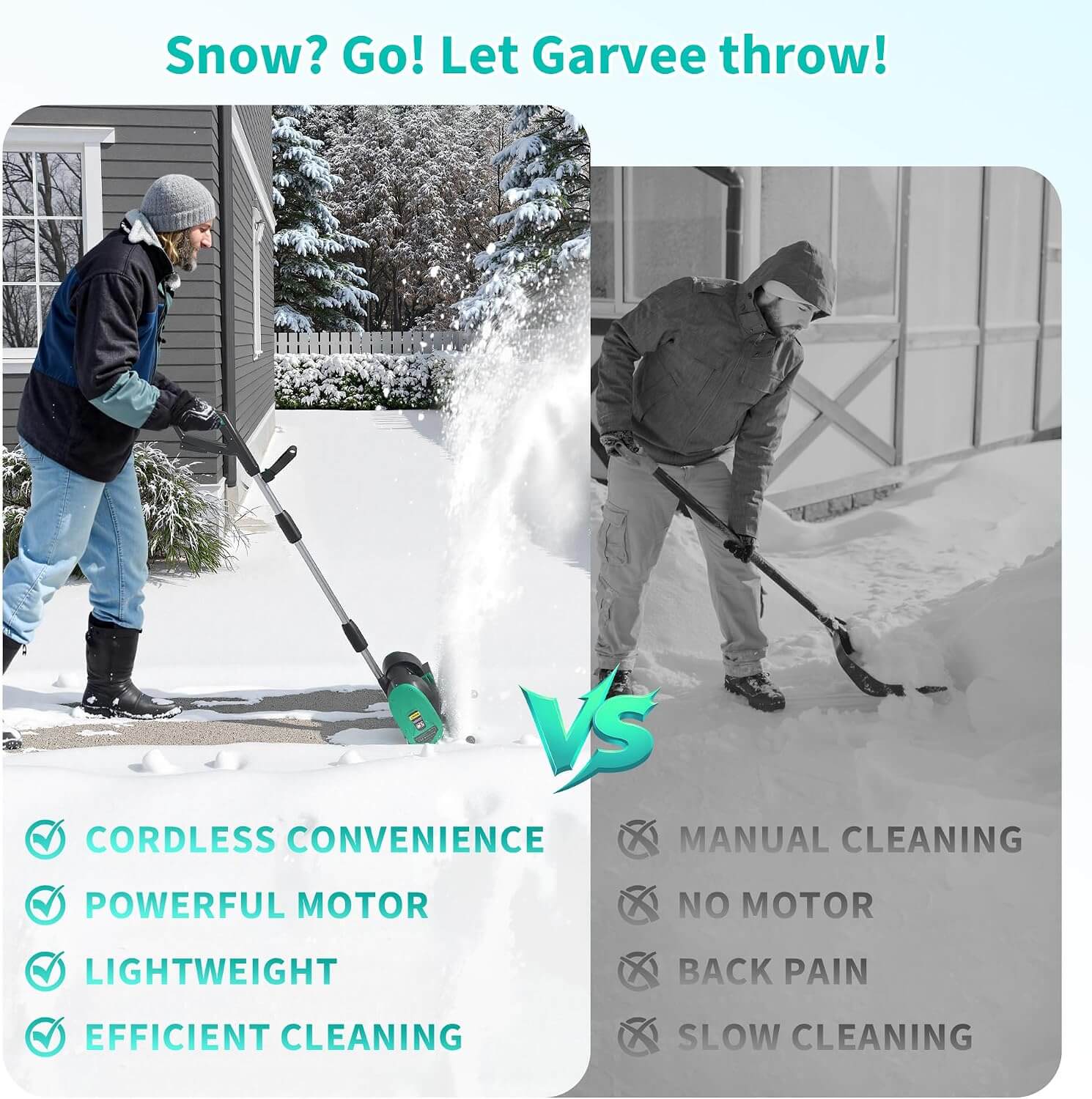 Garvee 12" Cordless Snow Blower