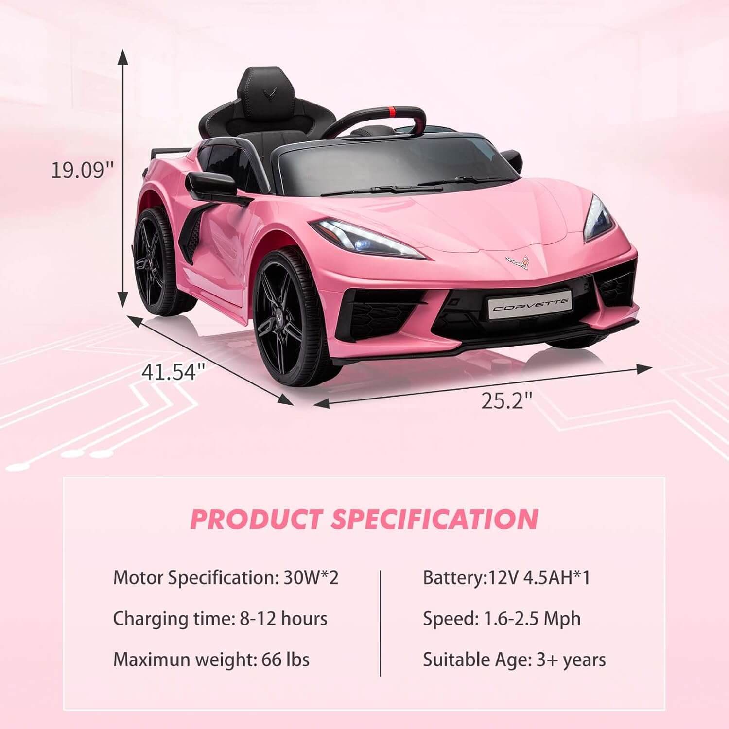 Garvee 12V Corvette Kids' Electric Ride-On Car