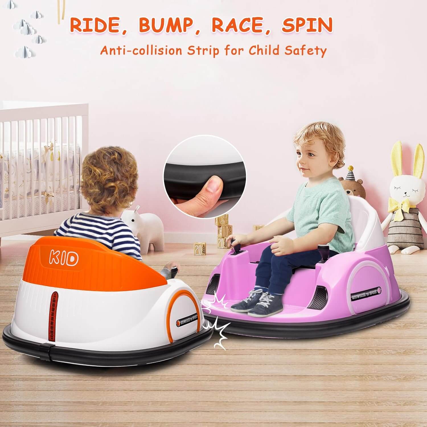 Garvee 12V Kids' Electric Ride-On Bumper Car, 360°Spin