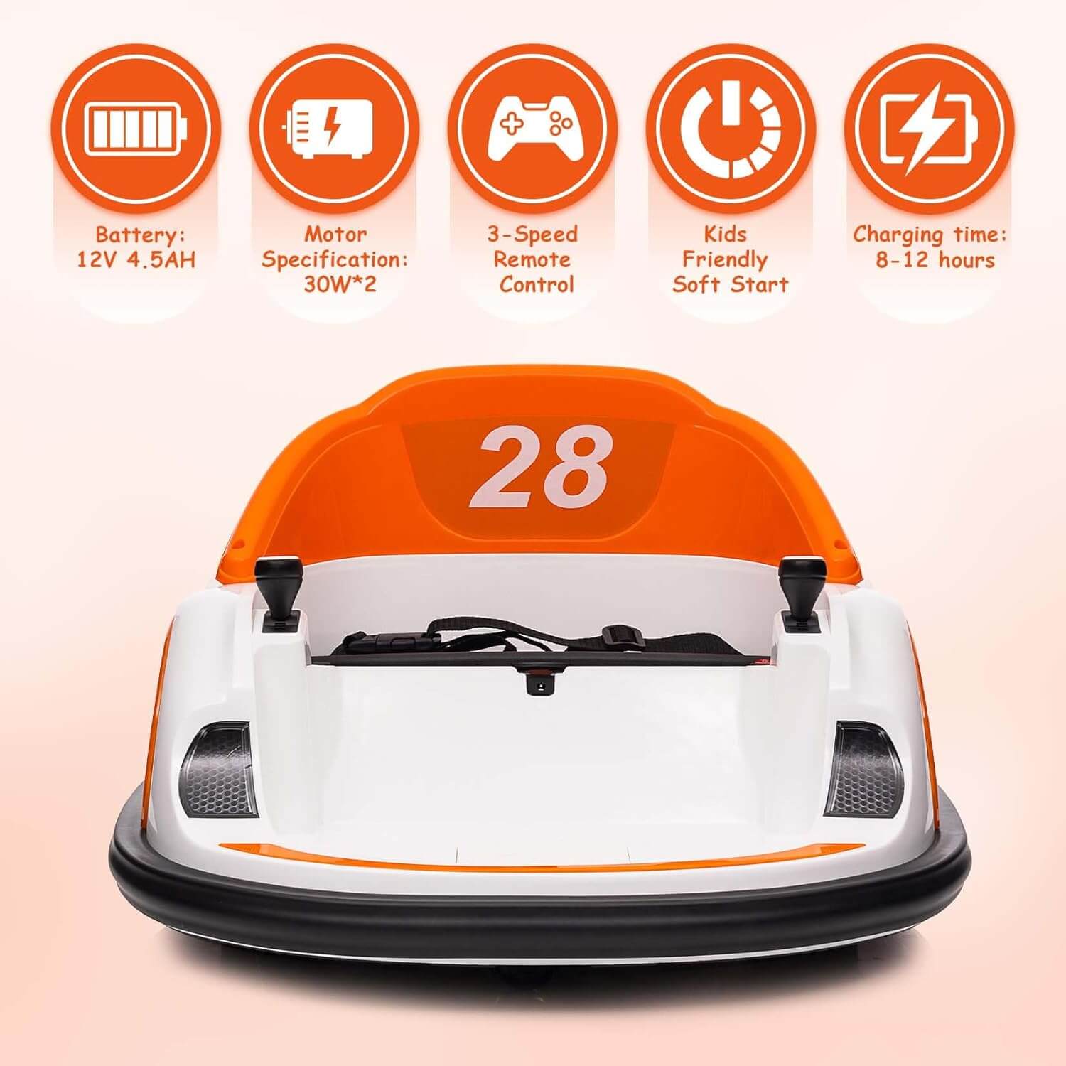 Garvee 12V Kids' Electric Ride-On Bumper Car, 360°Spin