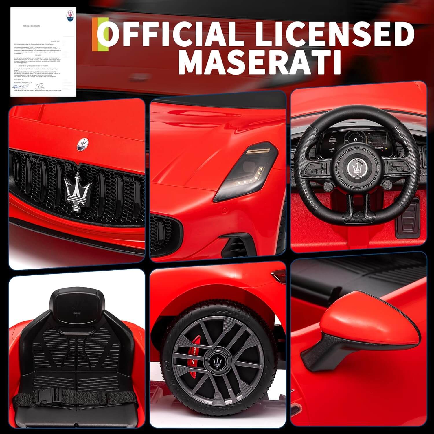Garvee 12V Maserati GranCabrio Kids' Electric Ride-On Car