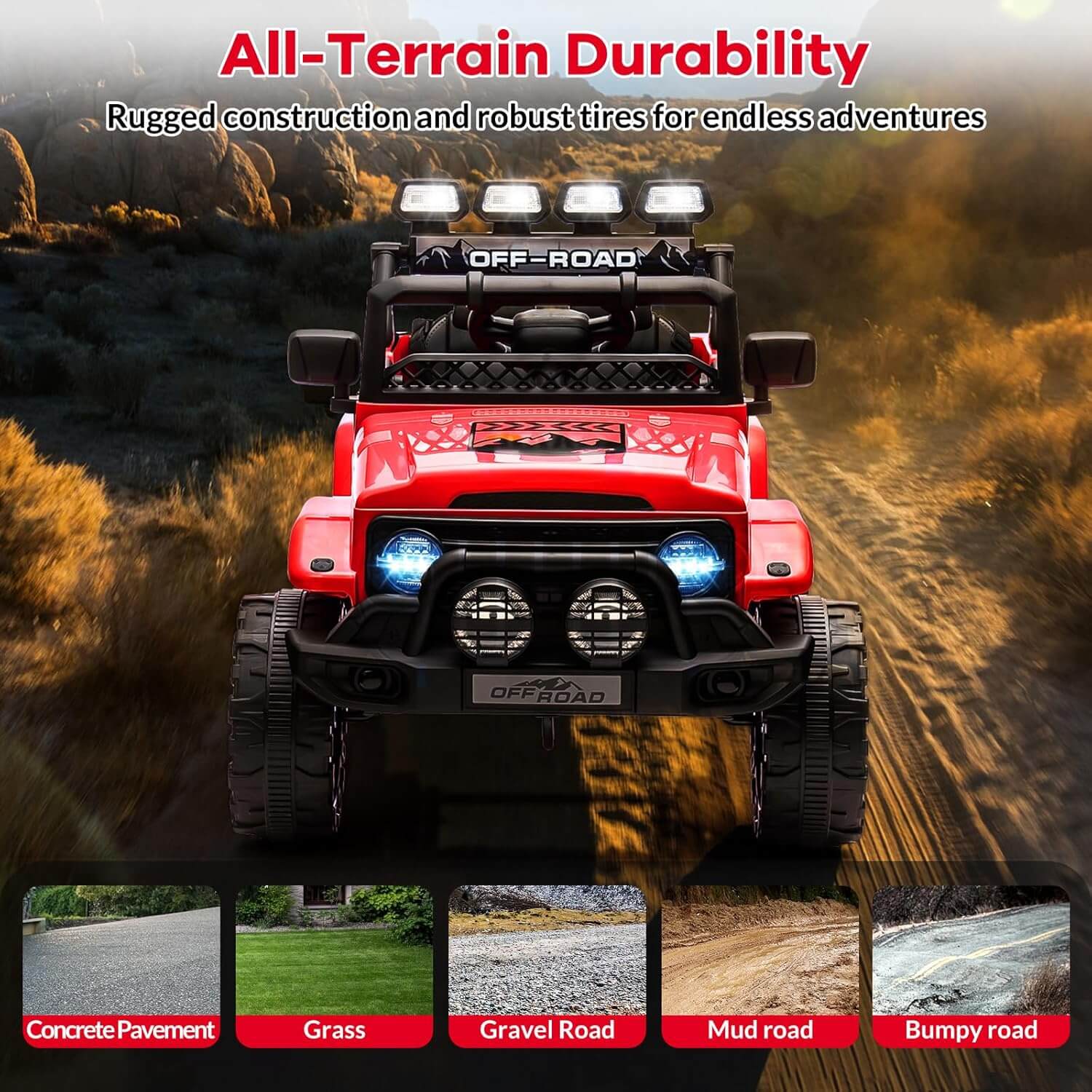 Garvee 12V Off-Road 4 Wheeler Kids' Electric Ride-On Car