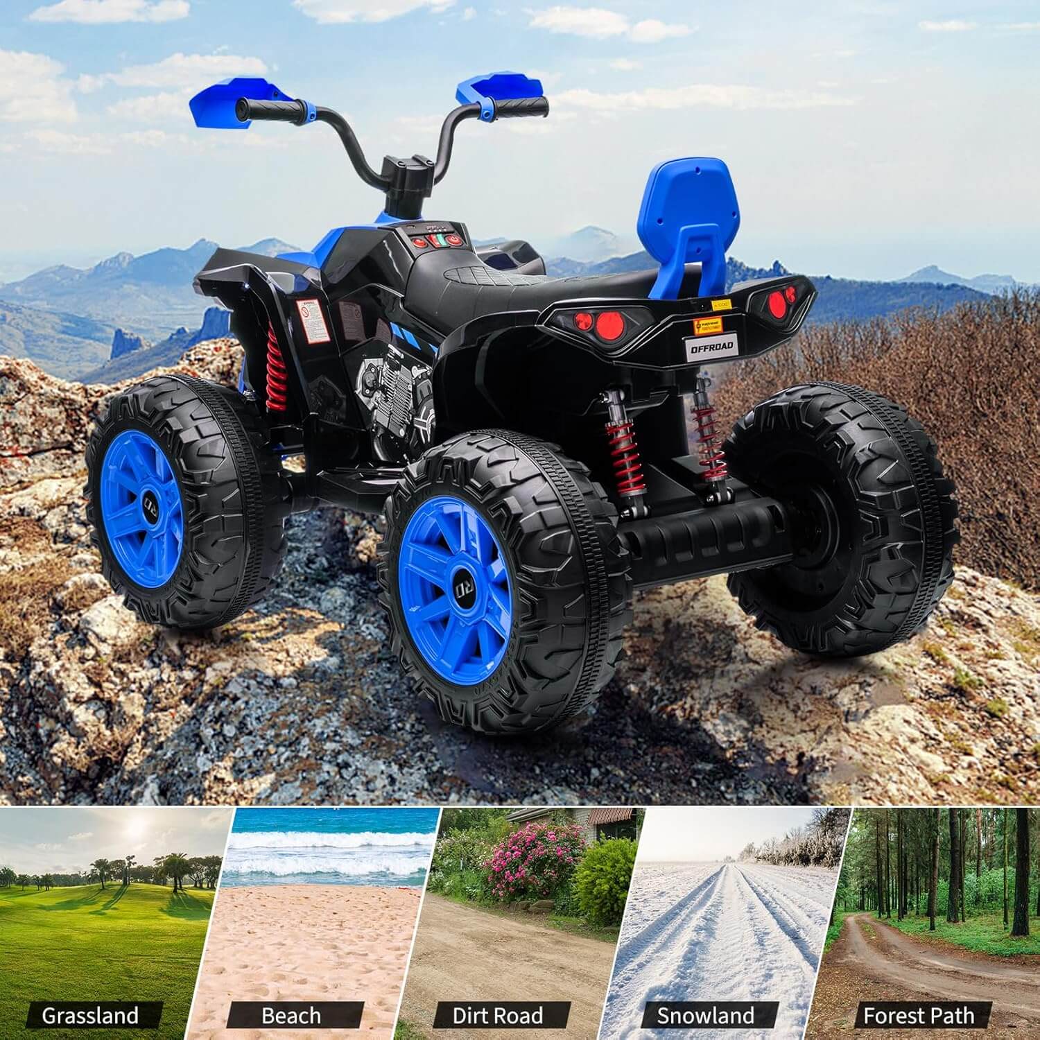 Garvee 24V 2 Seater Dirt Quad 4 Wheeler Kids' Electric All-Terrain Vehicle ATV