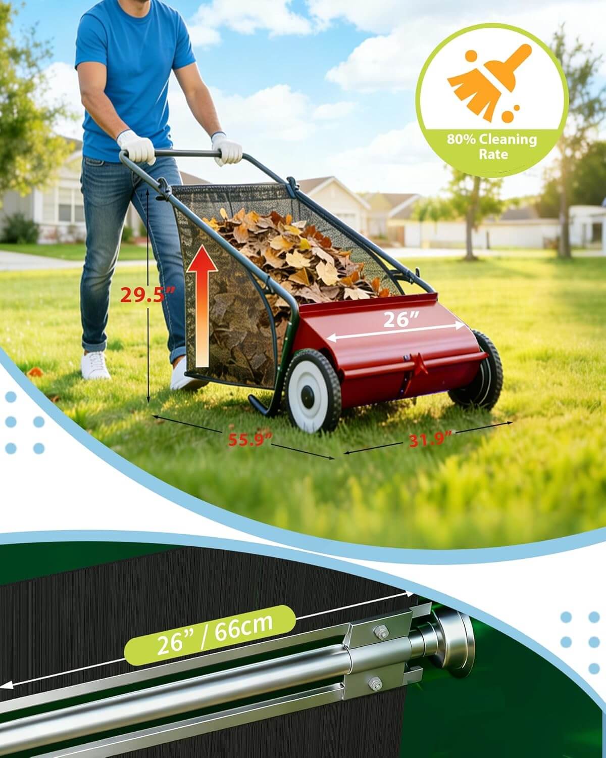 Garvee 26" Push Lawn Sweeper