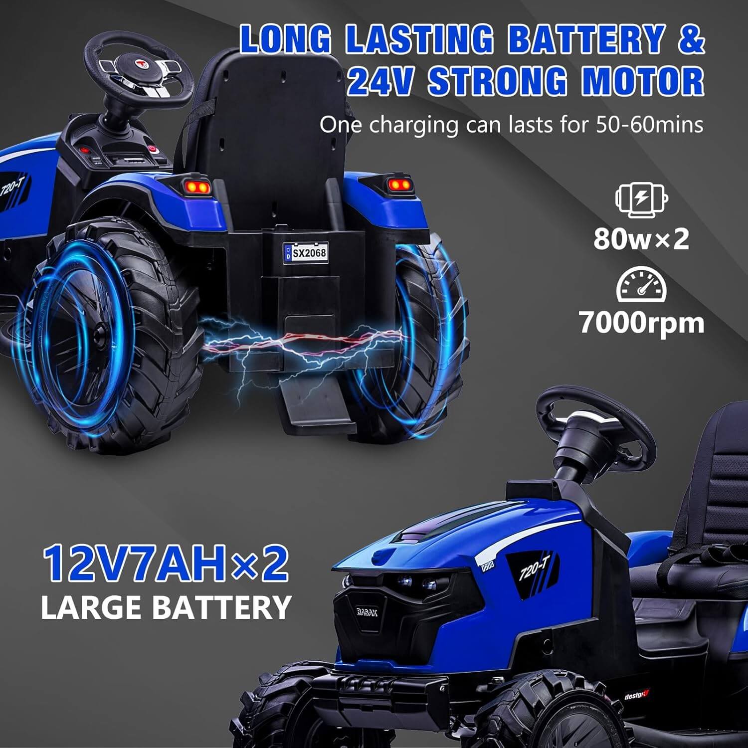 Garvee 3-In-1 24V Kids' Ride-On Excavator Bulldozer Digger with Trailer