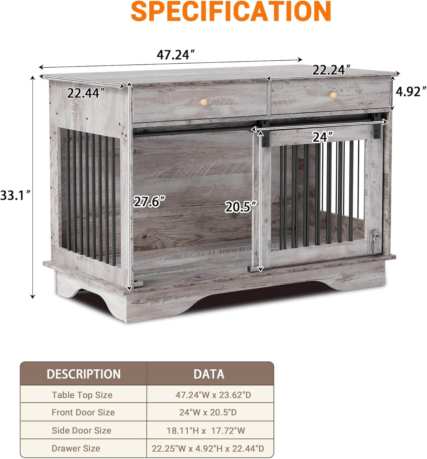 Garvee 47" Dog Crate Furniture