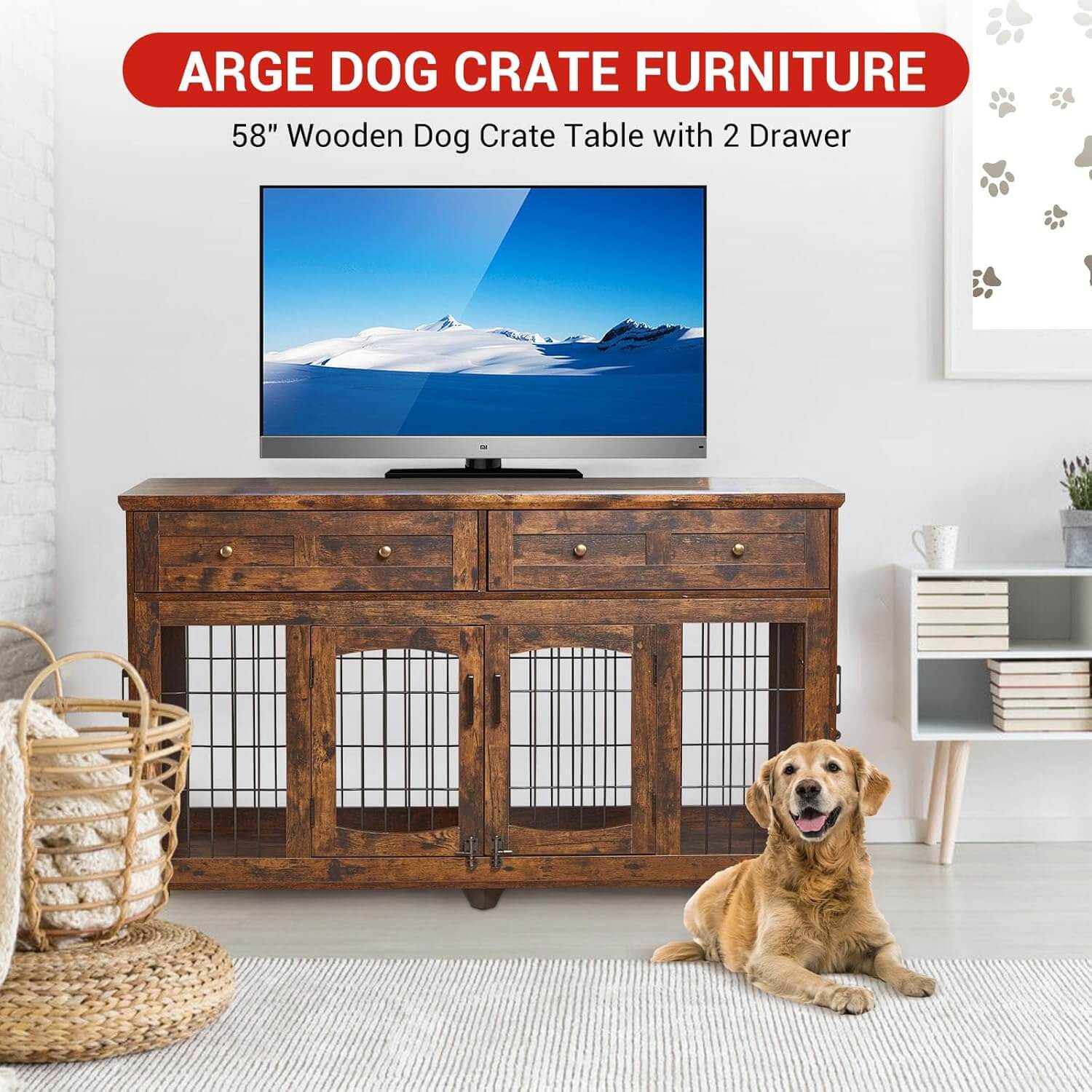 Garvee 58" Double Dog Crate Furniture