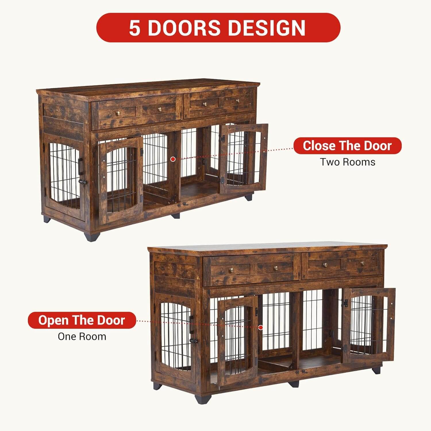 Garvee 58" Double Dog Crate Furniture