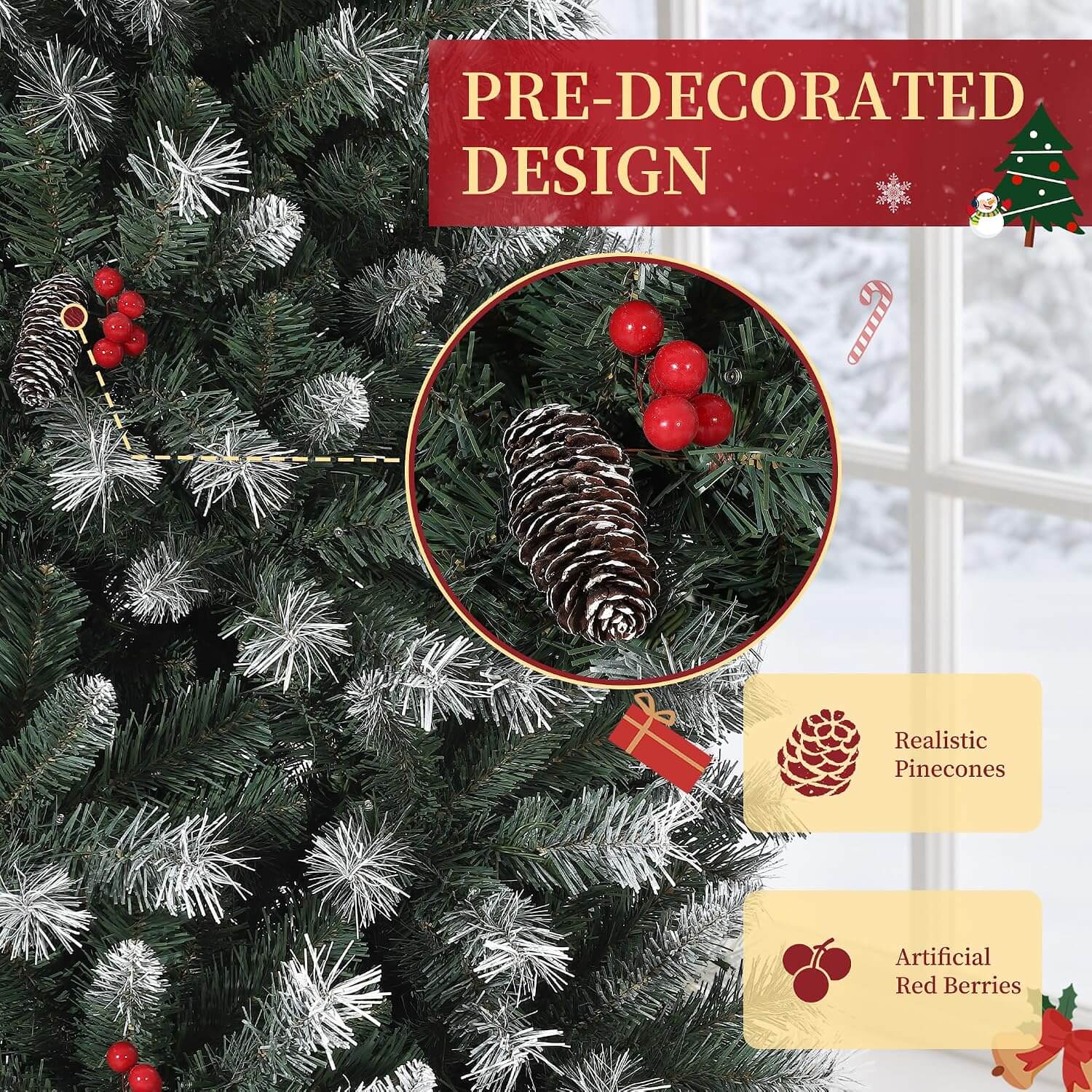 Garvee 6 ft Pre-Lit Christmas Tree