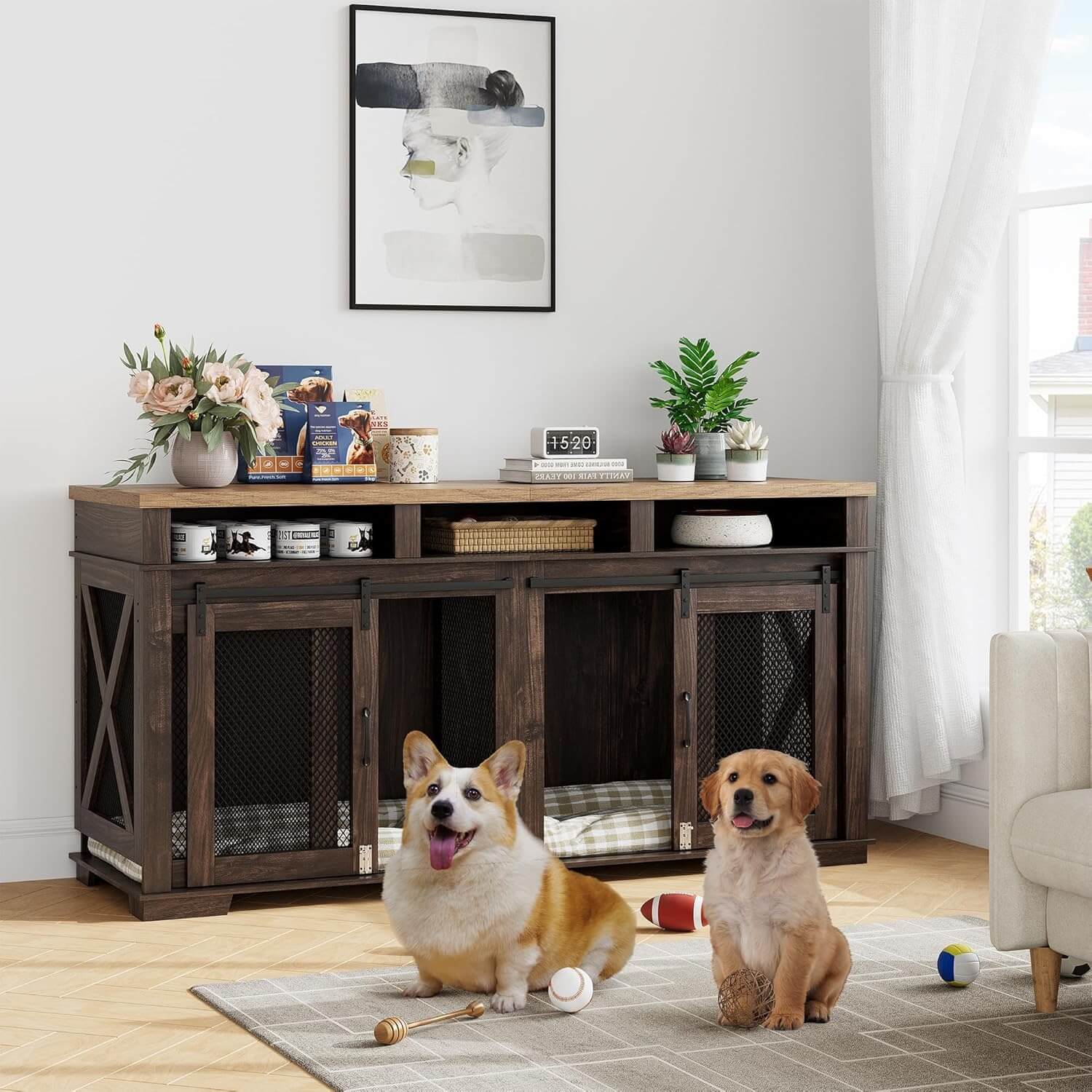 Garvee 71" Double Dog Crate Furniture