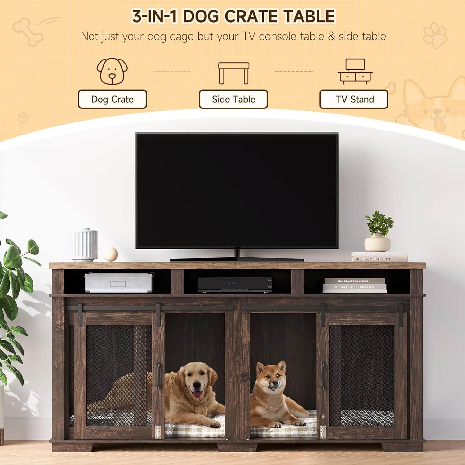 Garvee 71" Double Dog Crate Furniture