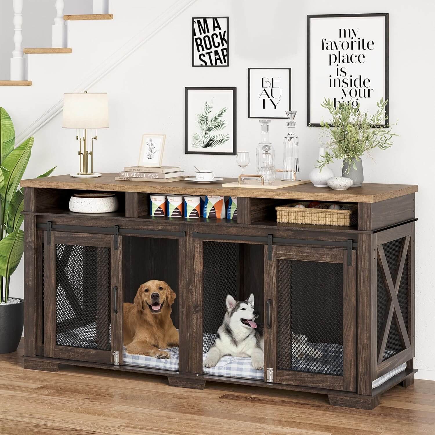 Garvee 71" Double Dog Crate Furniture