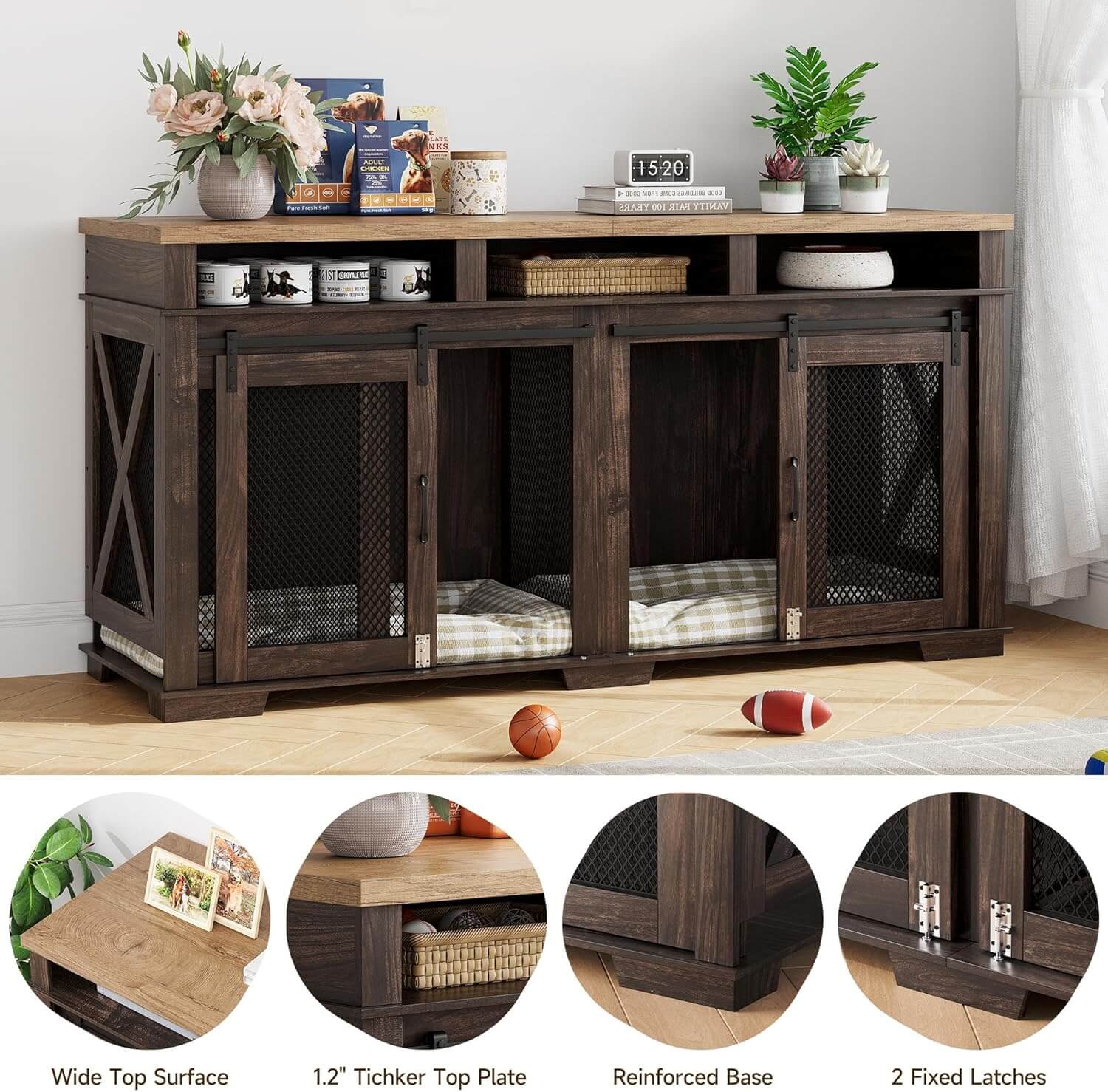 Garvee 71" Double Dog Crate Furniture