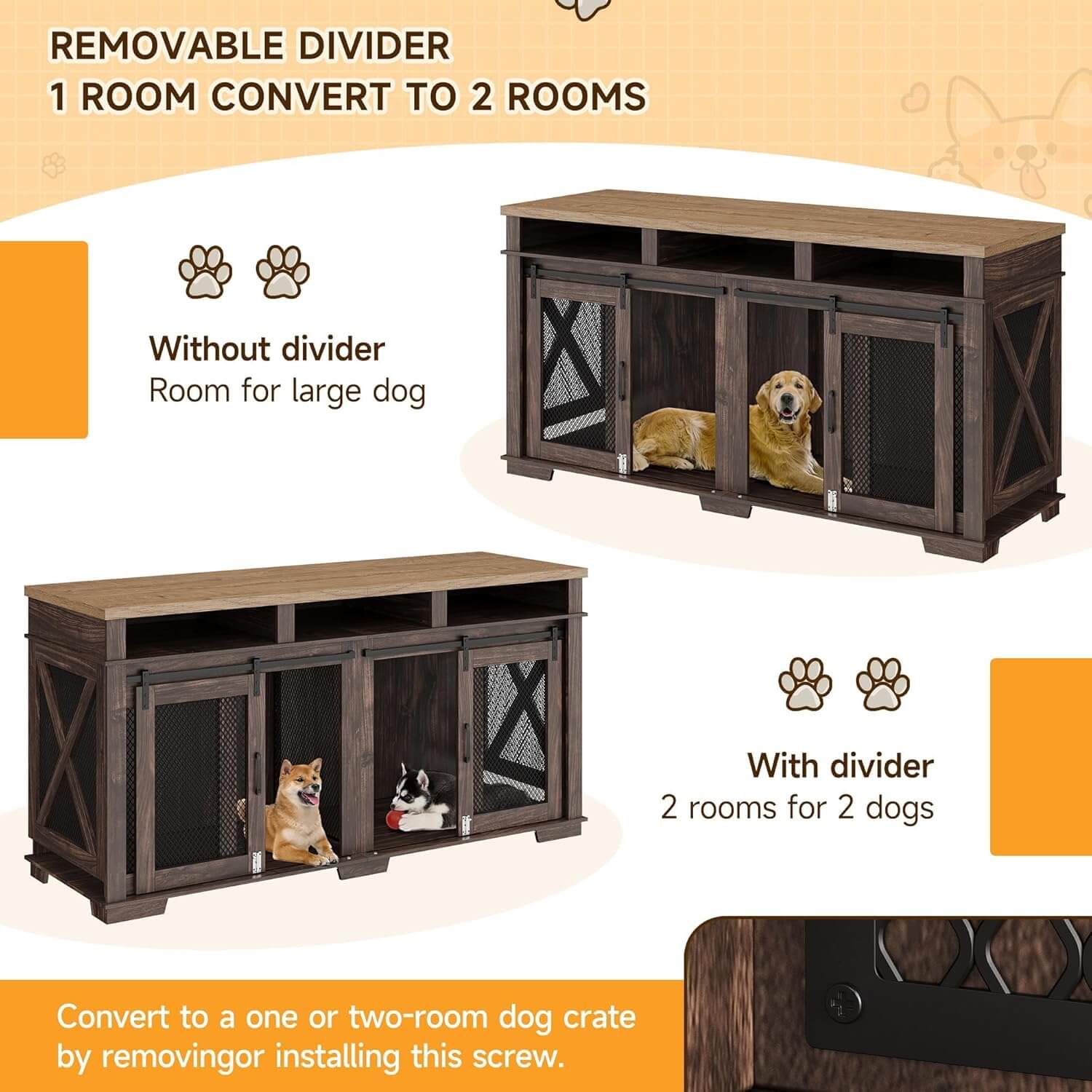 Garvee 71" Double Dog Crate Furniture
