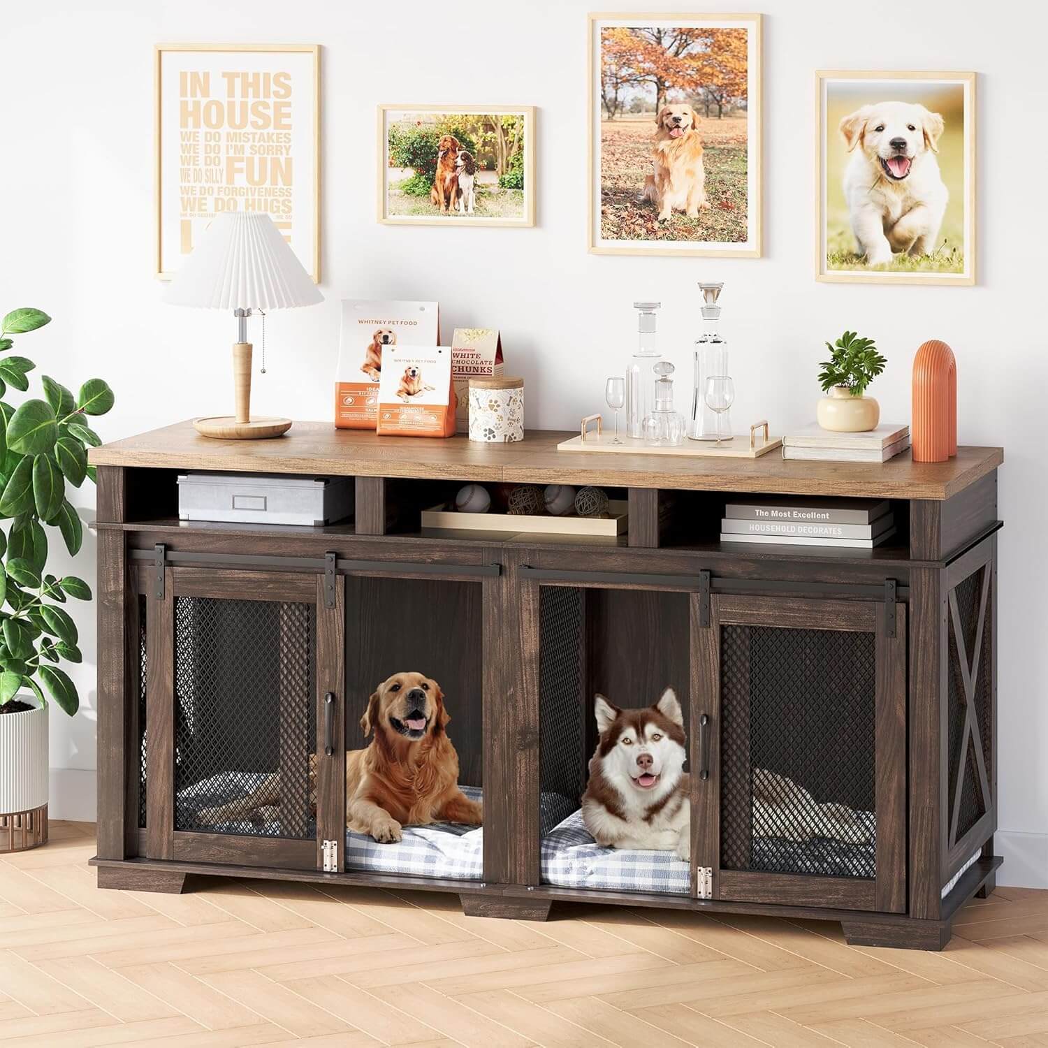 Garvee 71" Double Dog Crate Furniture