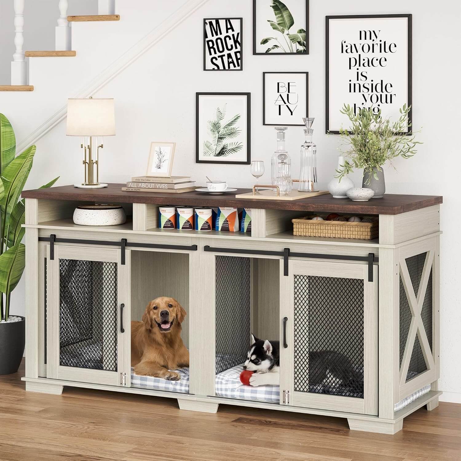 Garvee 71" Double Dog Crate Furniture