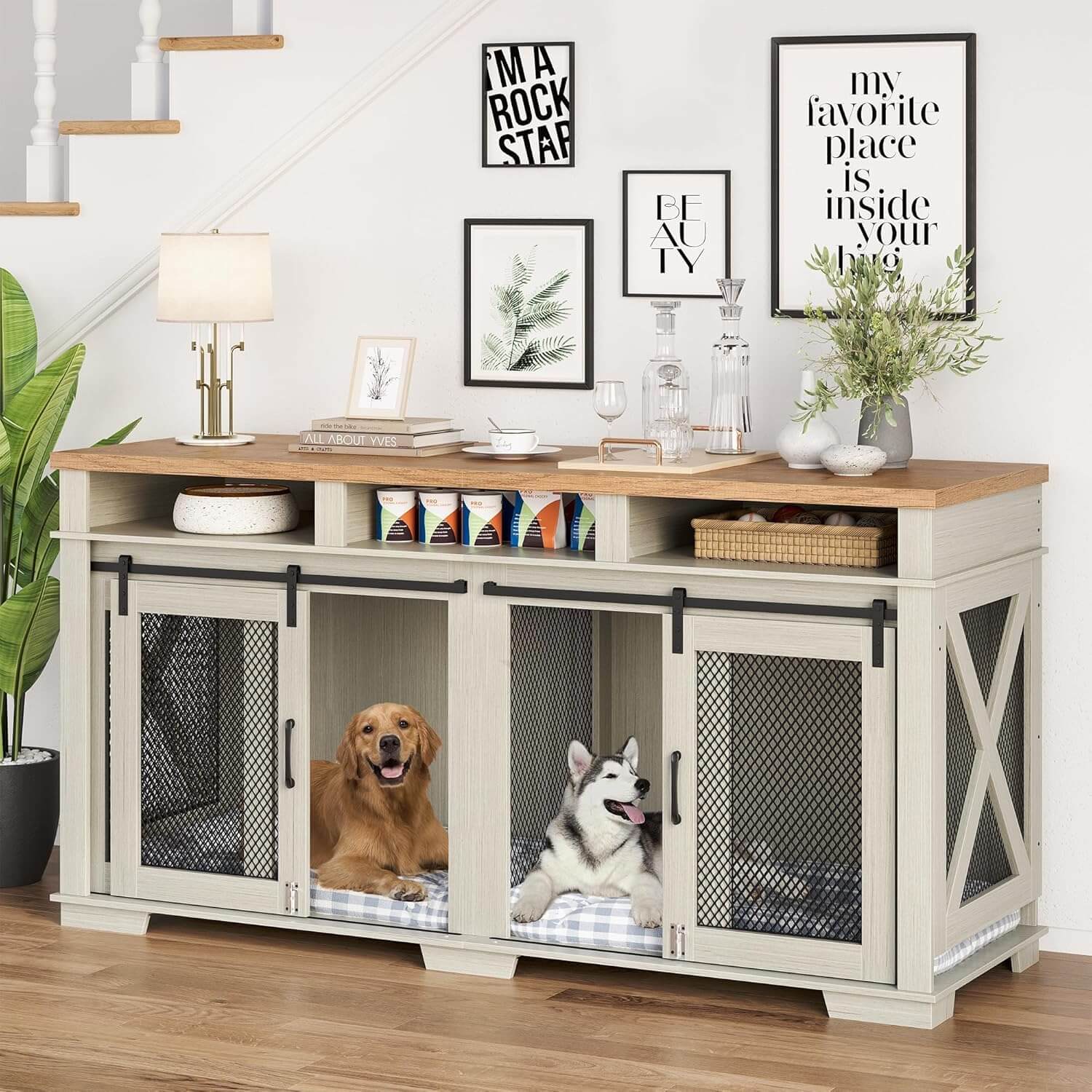 Garvee 71" Double Dog Crate Furniture