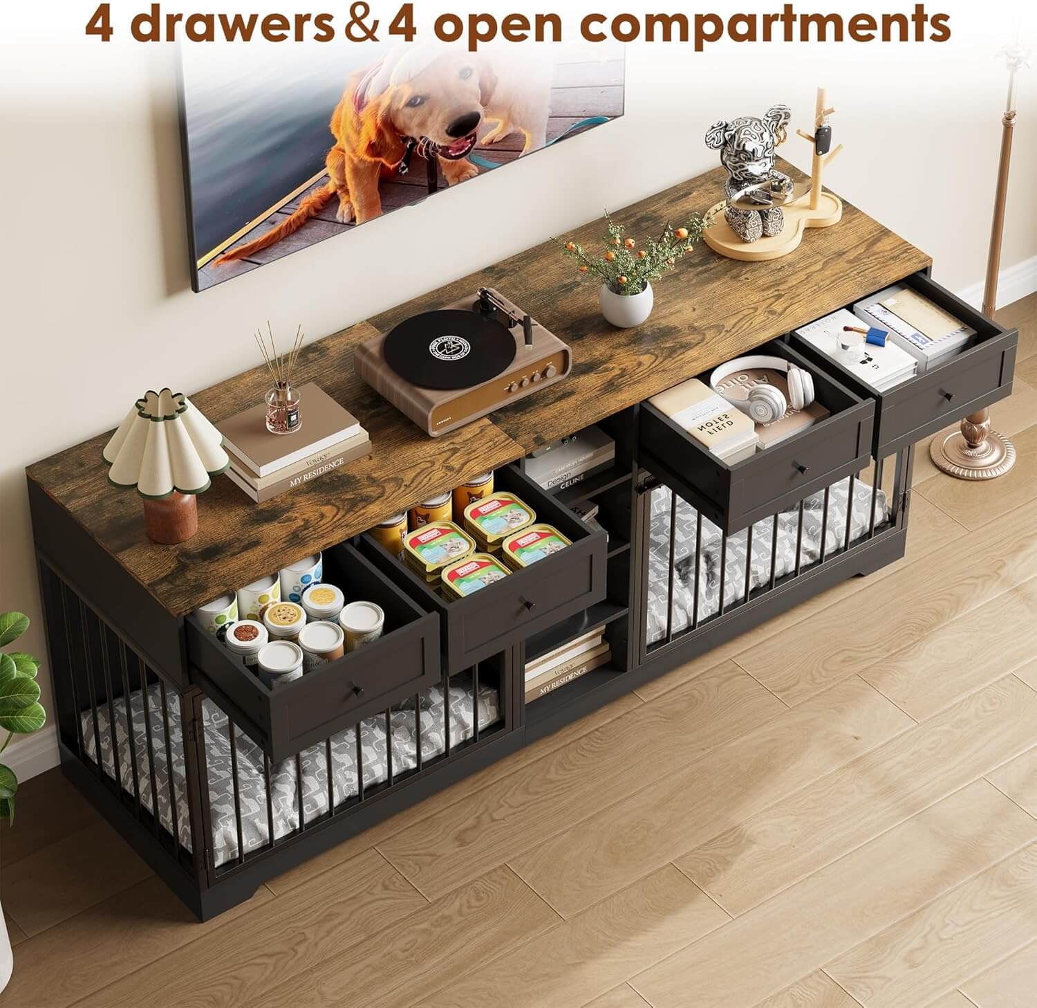 Garvee 82" Double Dog Crate Furniture