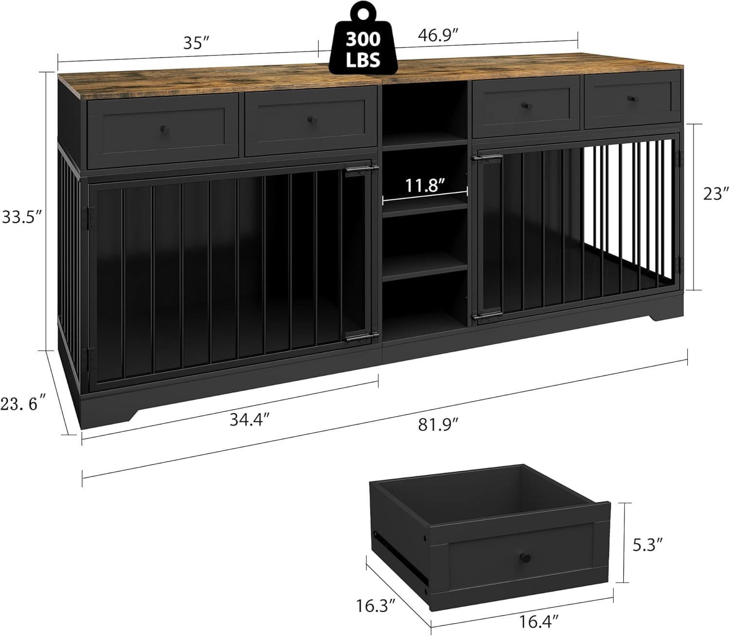 Garvee 82" Double Dog Crate Furniture