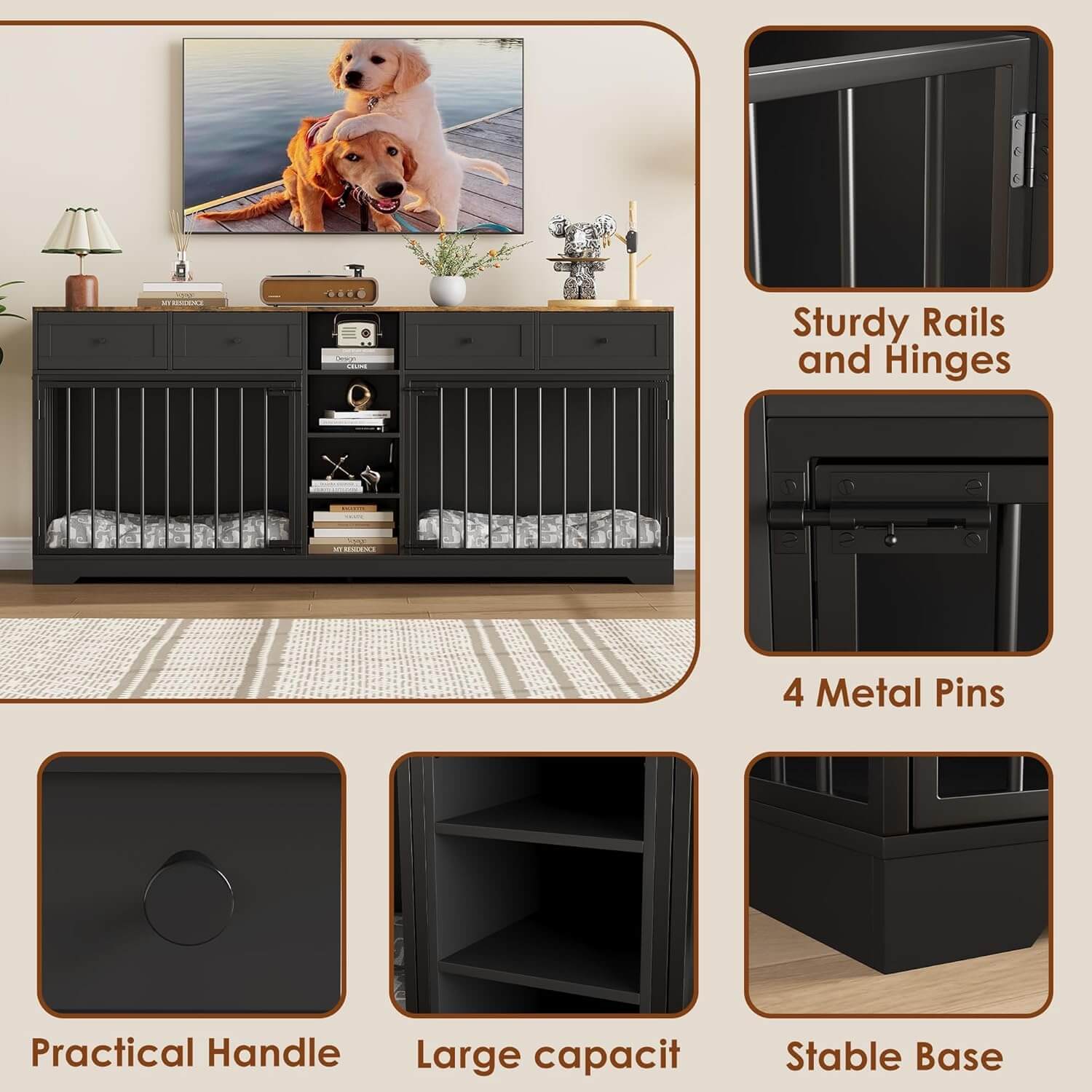 Garvee 82" Double Dog Crate Furniture