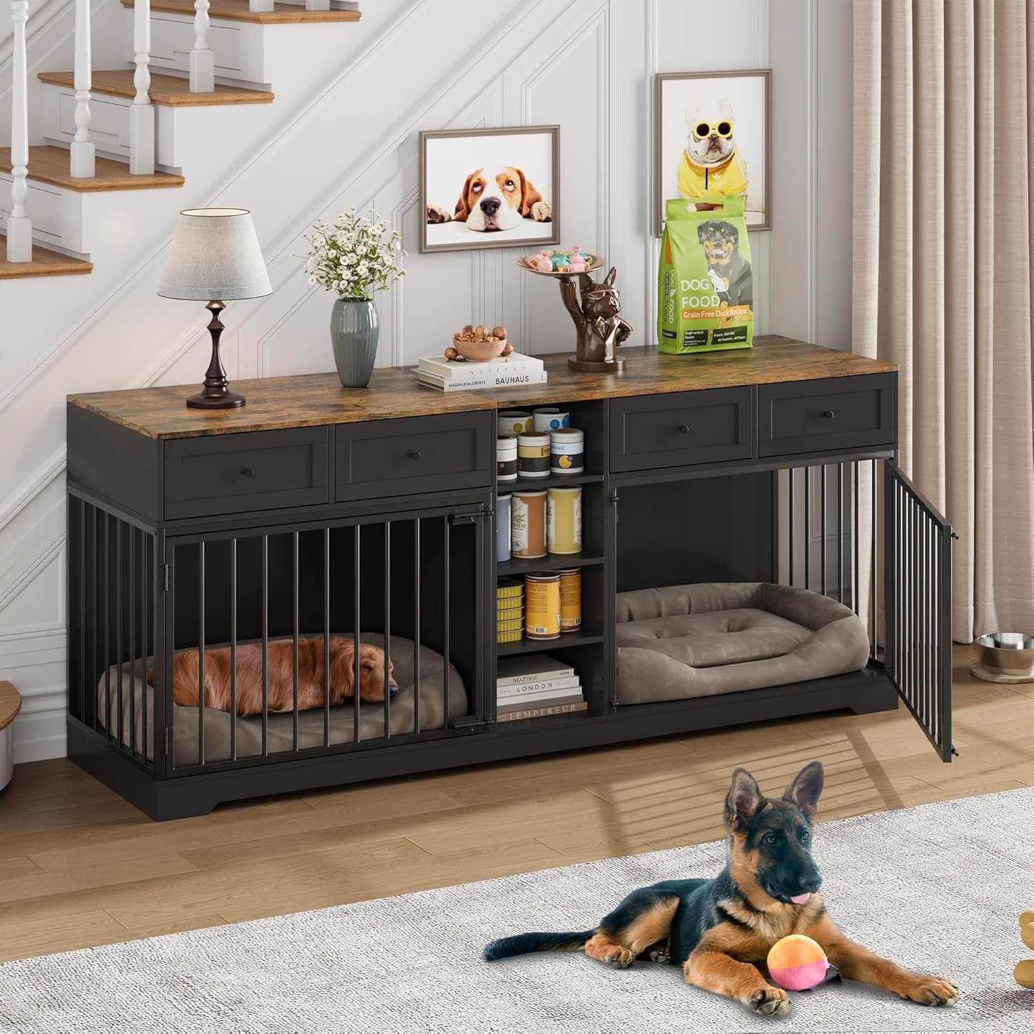 Garvee 82" Double Dog Crate Furniture