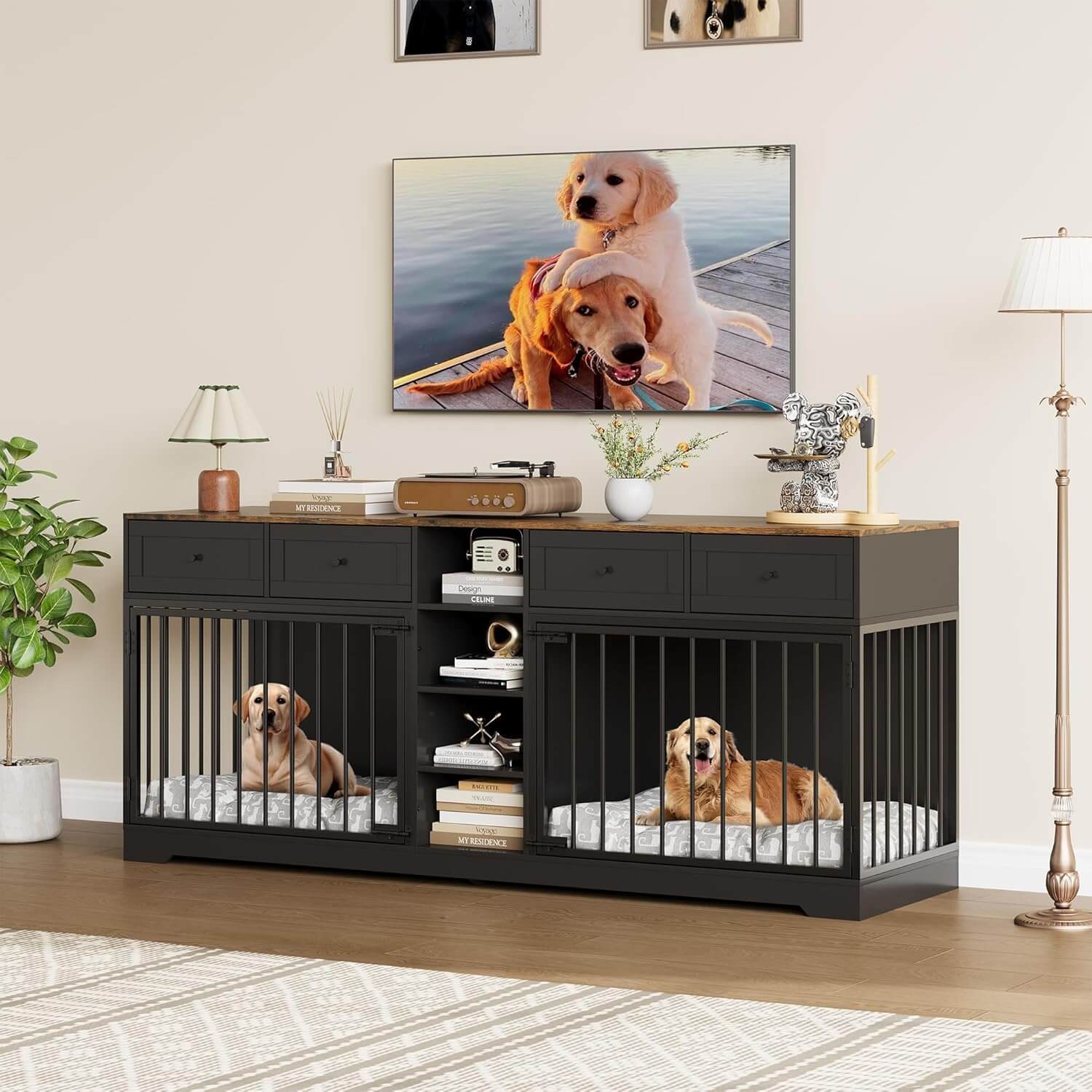 Garvee 82" Double Dog Crate Furniture