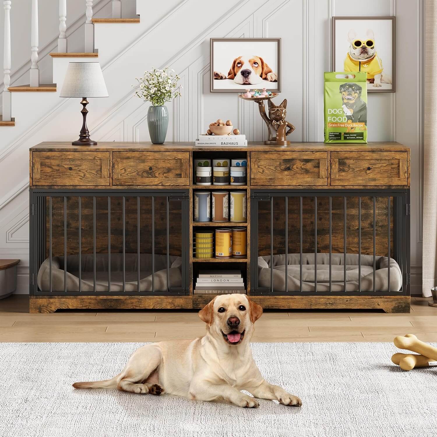 Garvee 82" Double Dog Crate Furniture
