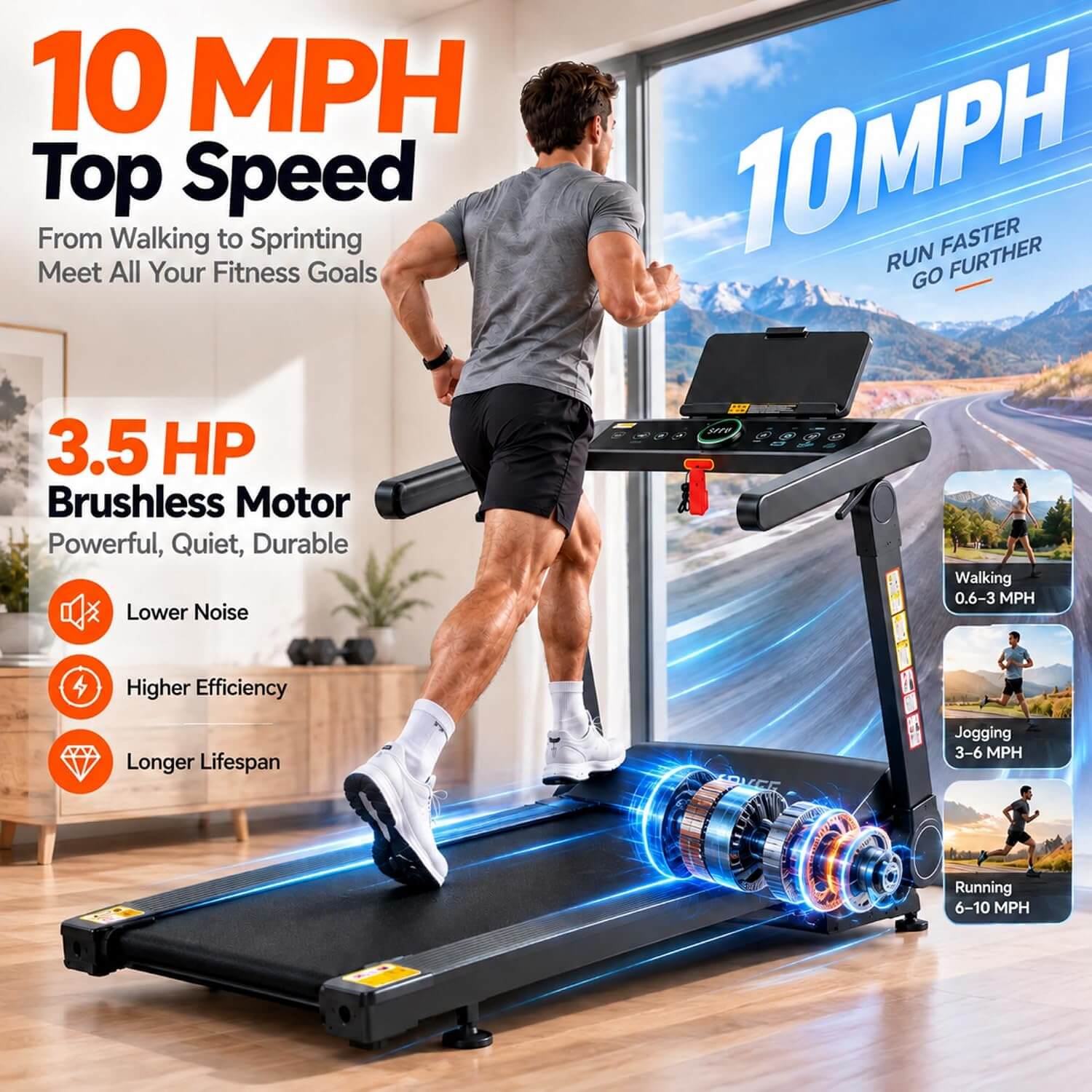 Garvee Auto Incline Foldable Treadmill