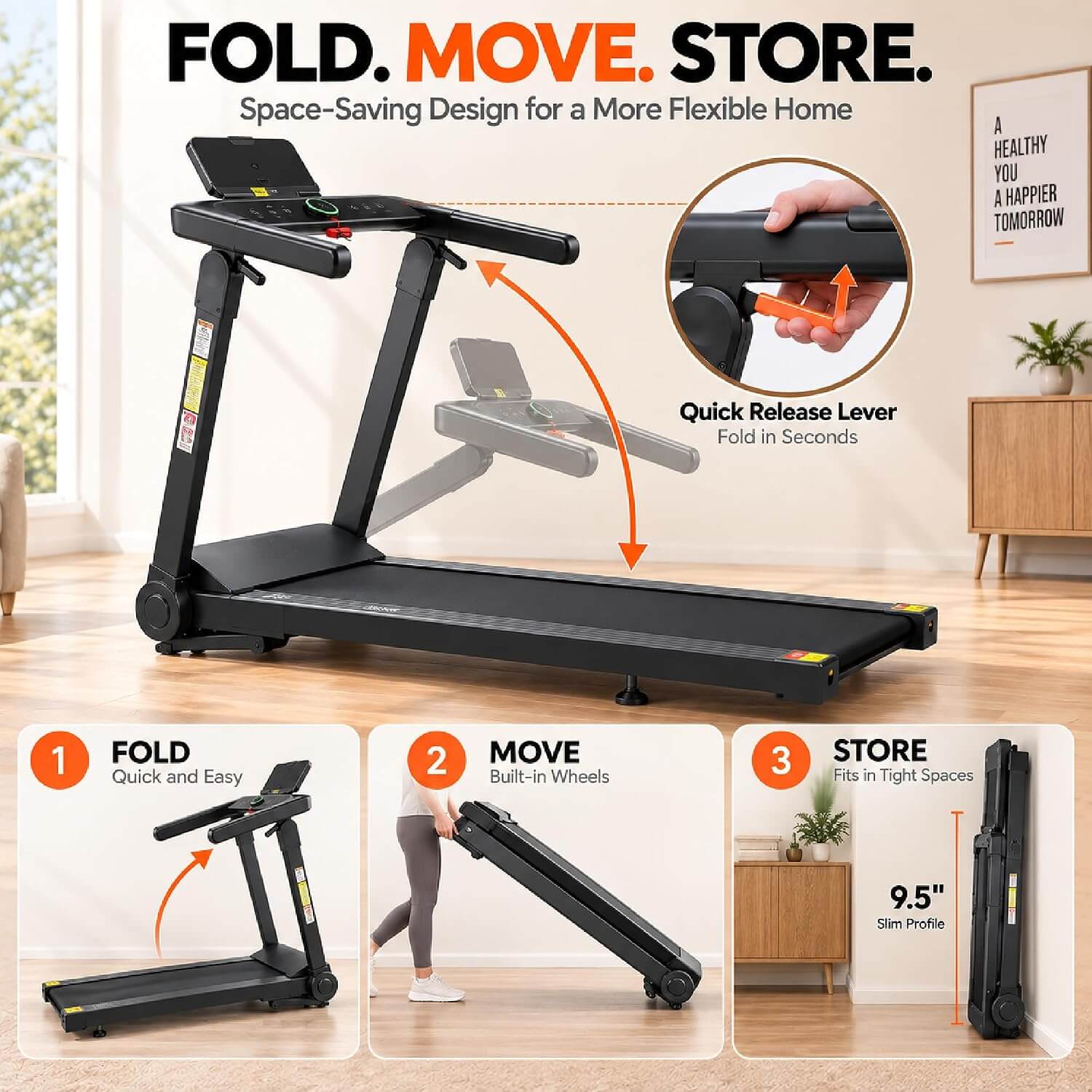 Garvee Auto Incline Foldable Treadmill