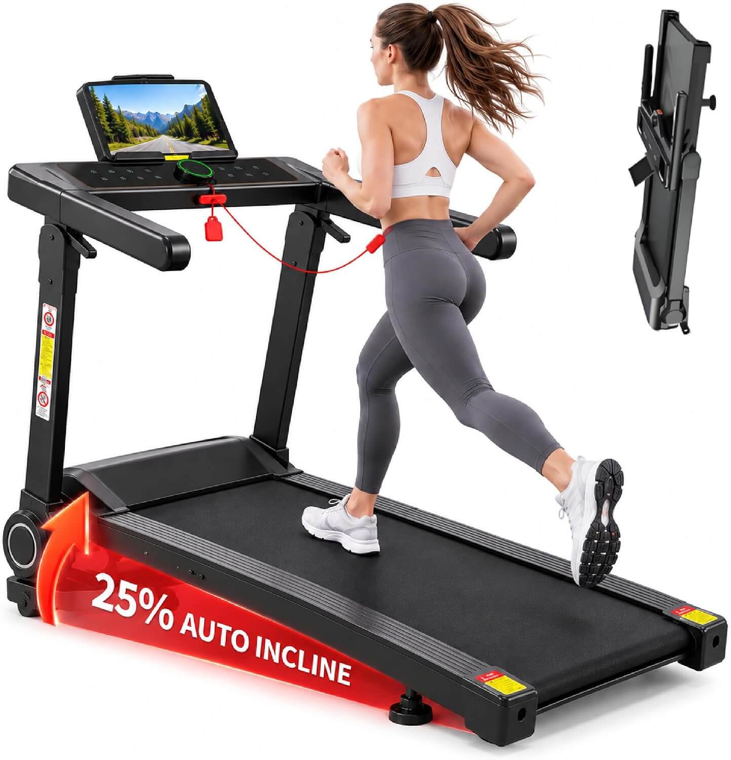 Garvee Auto Incline Foldable Treadmill