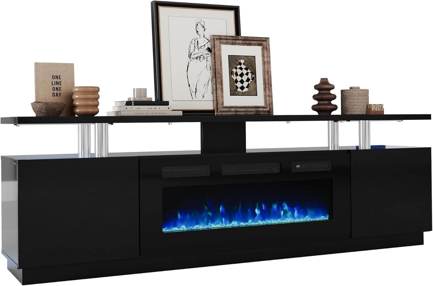 Garvee Entertainment Center 70" TV Stand with 36" Electric Fireplace
