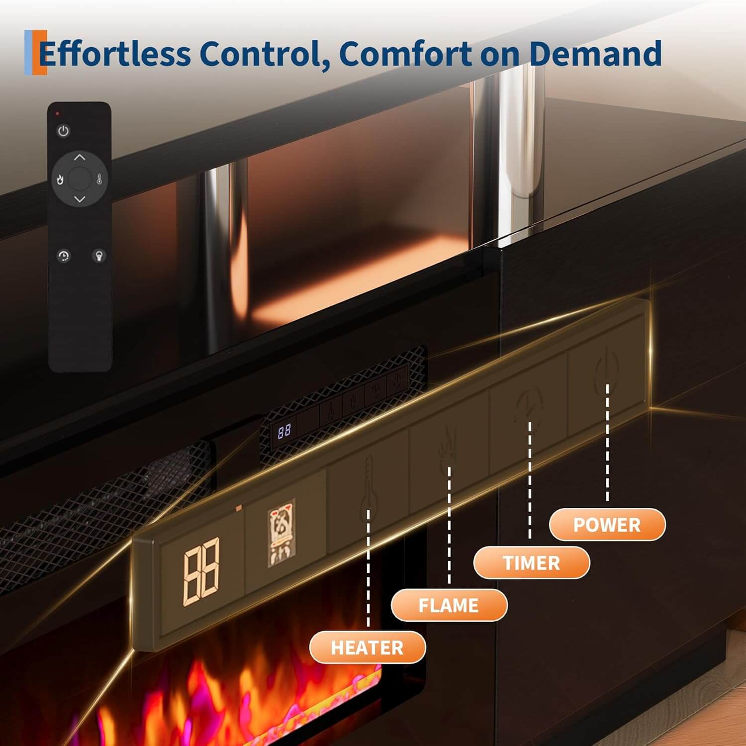 Garvee Entertainment Center 70" TV Stand with 36" Electric Fireplace