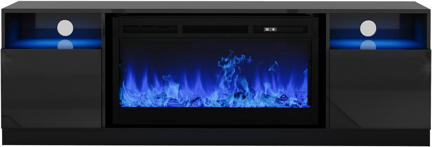 Garvee Entertainment Center 70" TV Stand with 36" Electric Fireplace