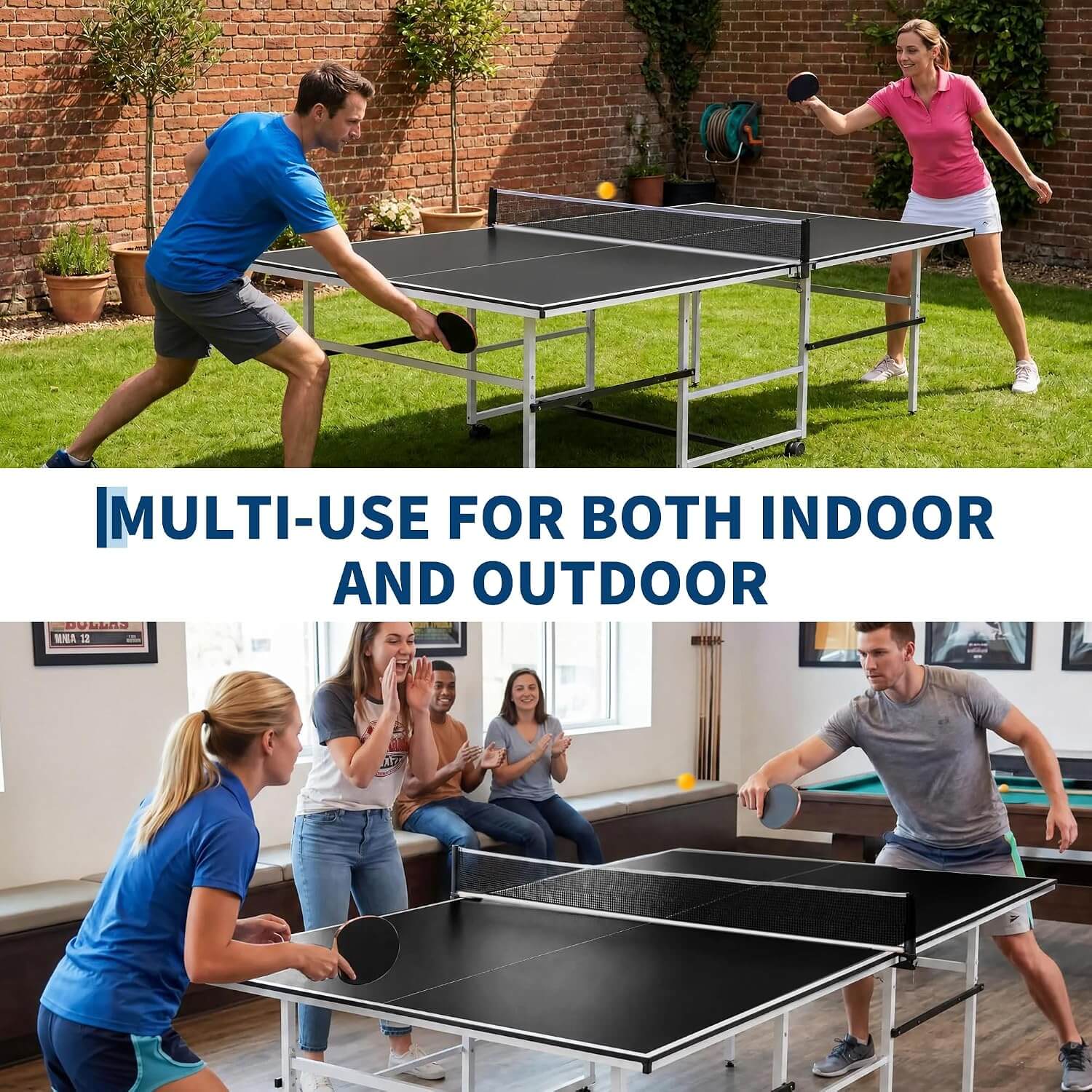 Garvee FDHSD 8ft Portable Ping Pong Table Tennis Table