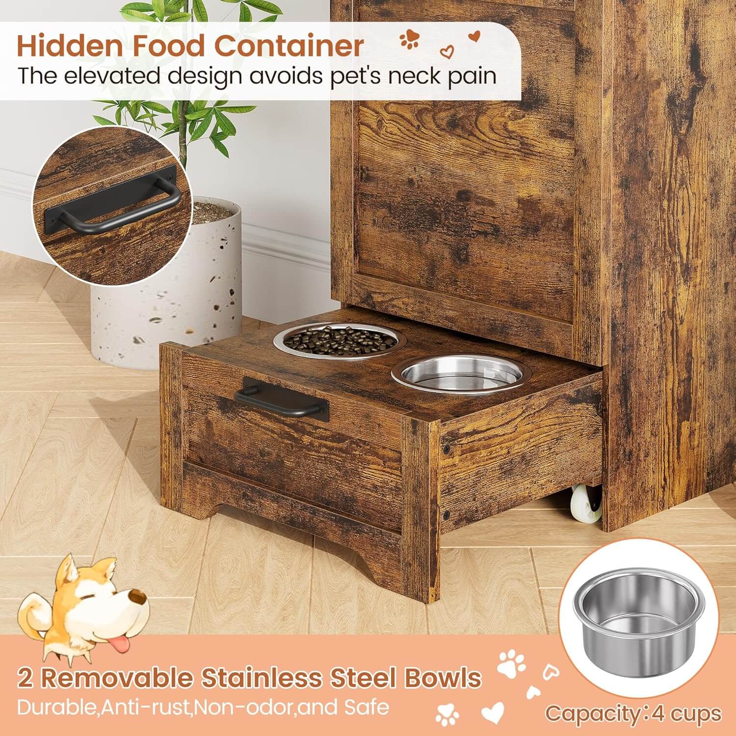 Garvee Pet/Dog Feeding Station Storage Cabinet