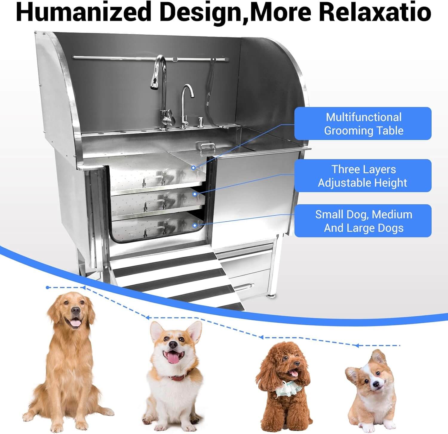 Garvee Stainless Steel Dog Wash Station Grooming Bathing Tub